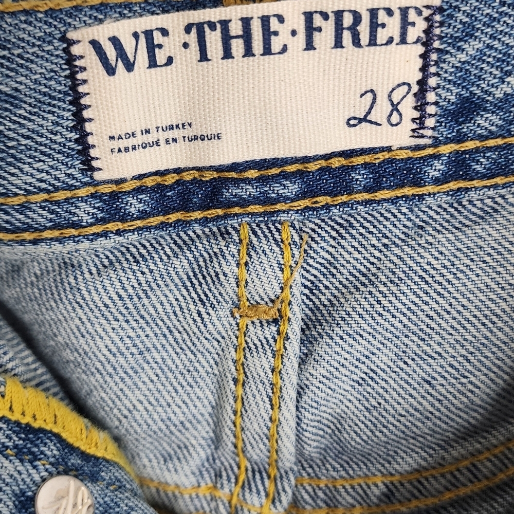 Free People We The Free Jeans Maggie Mid Rise Straight Leg Ripped Frayed Size 28 - Picture 5 of 7
